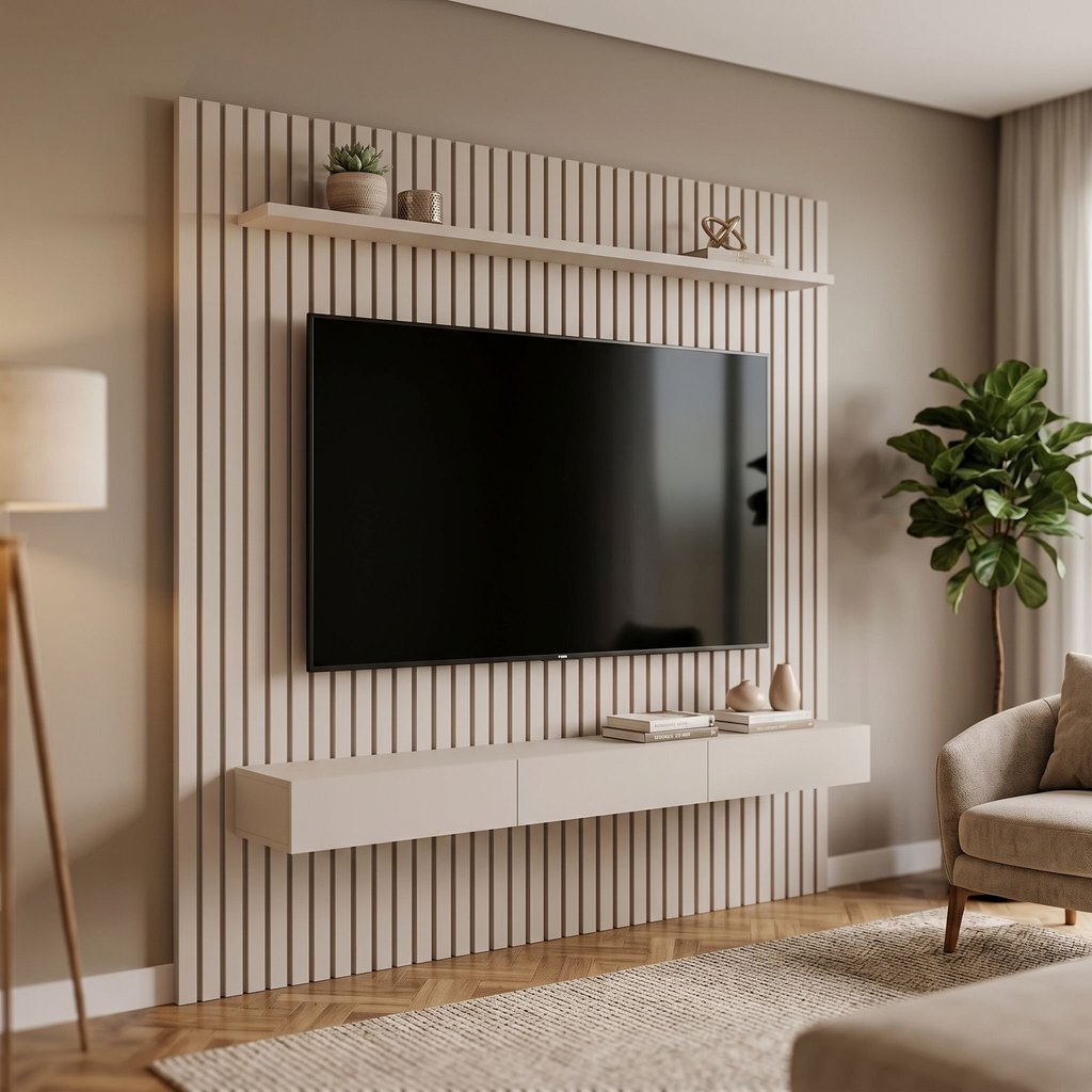 Estante e Home Theater Ripado para TV até 84 Polegadas 100% MDF 220CMX230CM