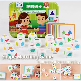 Crianças Forma Jogo De Tabuleiro De Dados Montessori Brinquedos Geométricos Cartões De Correspondência Jogos De Memória
