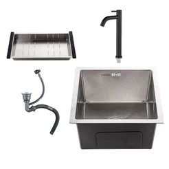 Cuba de Inox Cozinha 40x40 com Torneira Água Fria