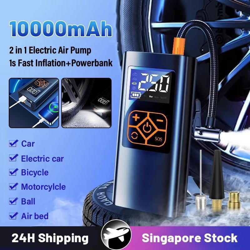 [Em estoque em Singapura] Bomba de ar para carro, mini inflador de pneus de bicicleta portátil sem fio, mini bomba de ar