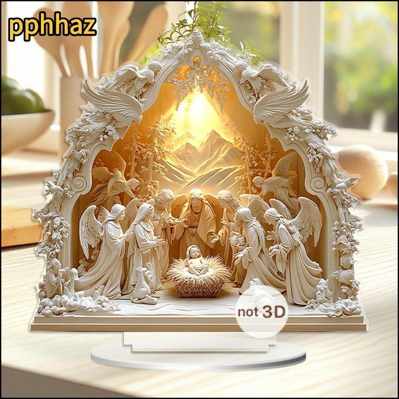 [pphhaz] Estatueta De Presépio De Natal Figura 2D Estátua De Acrílico Plano Sagrada Família Para Festival Interno E Exte