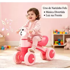 Bicicleta de equilíbrio infantil com farol e música, adequada para crianças de 1 a 3 anos--3611