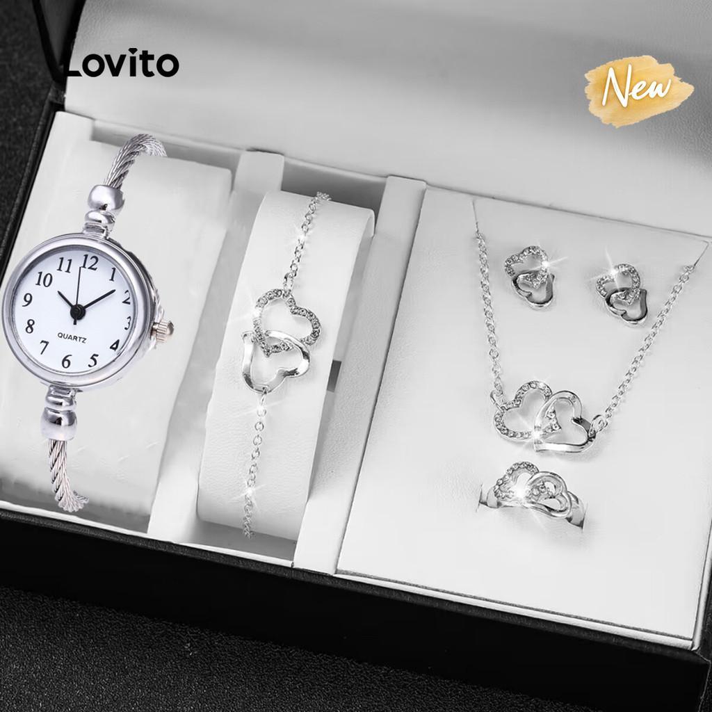 (New Arrival) Lovito Relógio De Quartzo Digital Minimalista Vintage Elegante E Moderno Para Deslocamentos QWD001BR006