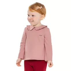 Blusa Longa Infantil Menina Gola Boneca Colorittá Rosa
