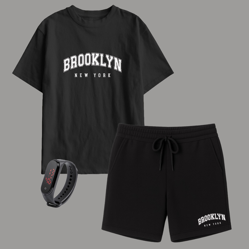 Kit Camiseta Infantil e Short Moletinho + Relógio Brinde Lançamento Verao Kids