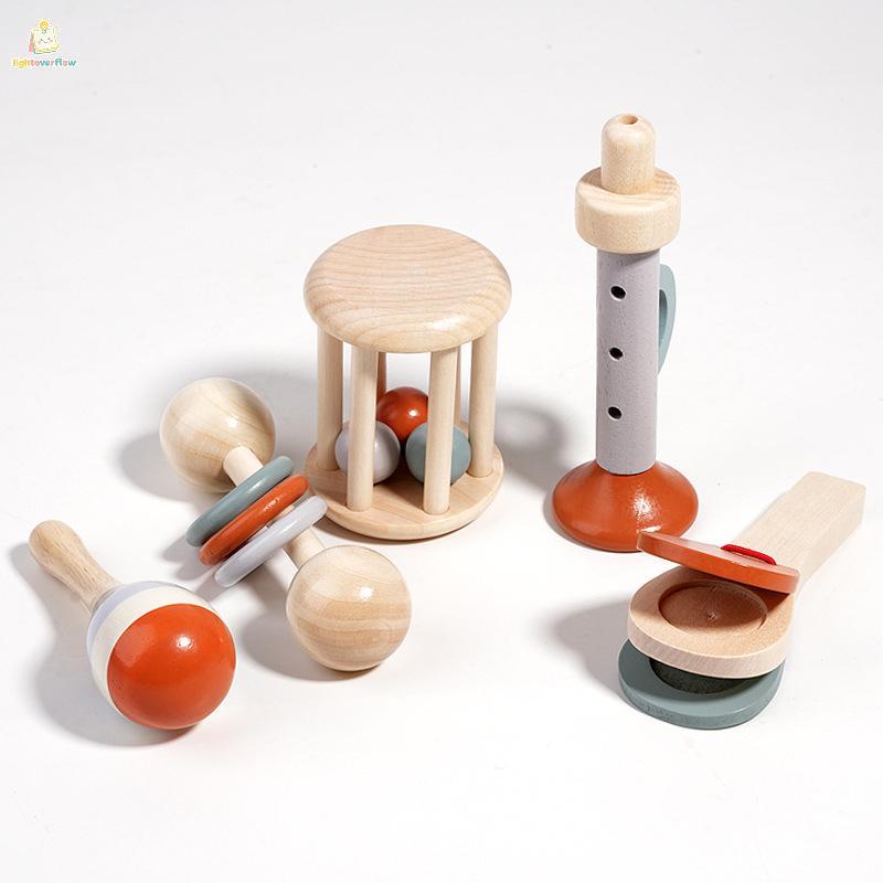 LOF 5 Unidades De Instrumentos Musicais Para Bebês , Brinquedos Sensoriais De Chocalho Educativos Infantis Montessori , 