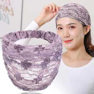 Renda de aba larga bandana feminina capa de cabelo branco bandana moda coreana Mori feminino rosto lavagem bandana press