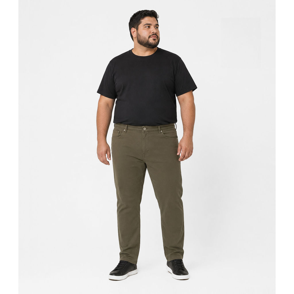 Calça Masculina Em Sarja Diametro Plus Size Verde