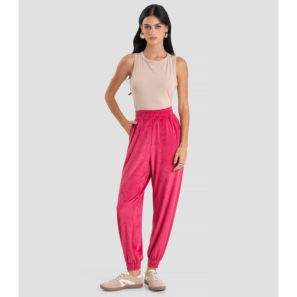 Calça Feminina Jogger Veludo Cotelê Dianna Vermelho