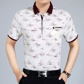Camisa POLO masculina estampada de seda gelada manga curta cxzfhg98br20260920