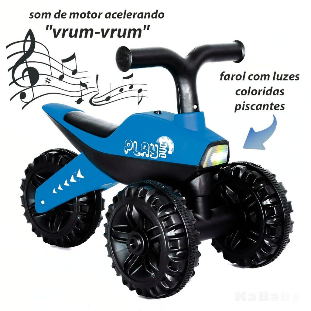 Triciclo Infantil 3 Rodas Motoca de Equilíbrio Com Luz E Som Rider até 30kg Azul Kababy
