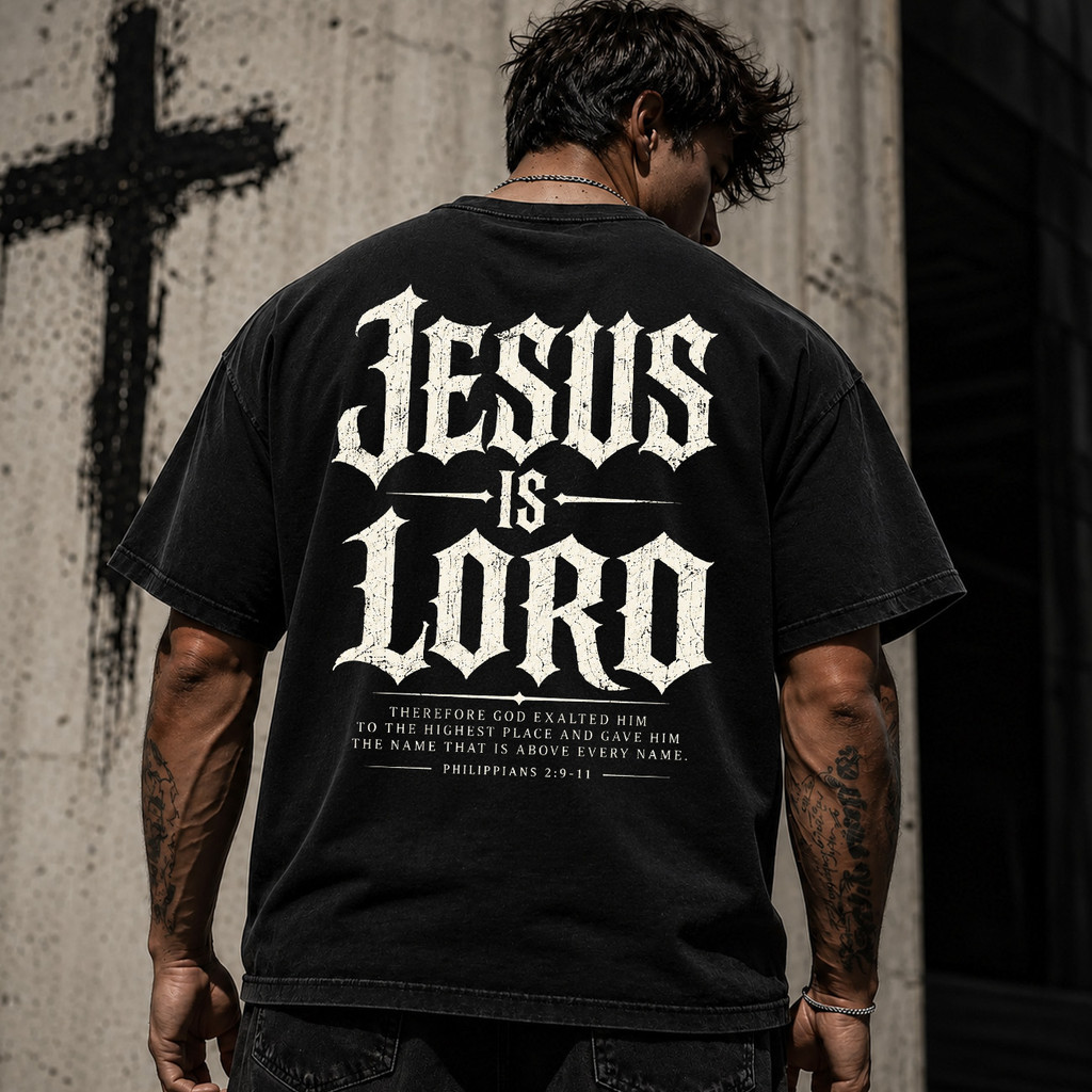 Camiseta Oversized Cristã Masculina Jesus is Lord Gospel Religiosa Streetwear 100% Algodão