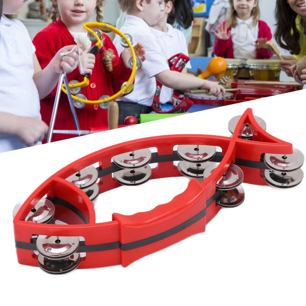 Sino de pandeiro de mão de duas fileiras musicais Aumotop com design em forma de peixe - Clean Jingling Sounds Alça de
