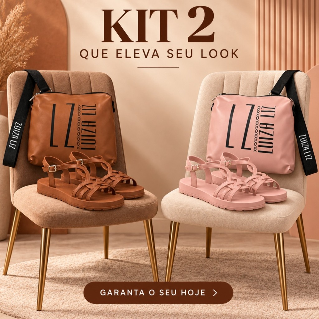 KIT 2 Kits Sandália Bolsa Feminina Trançada Plataforma Confortável Antiderrapante Casual Passeio Numeração 33 ao 40
