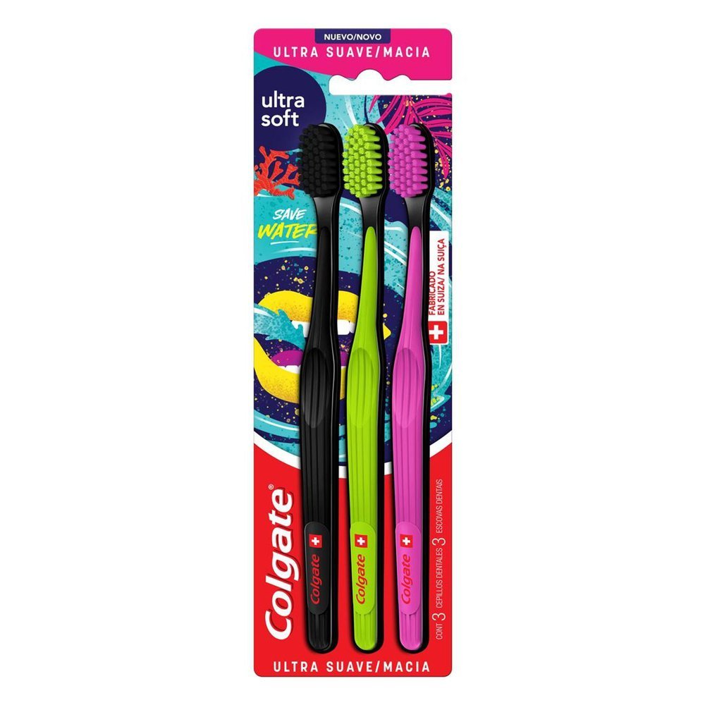 Escova Dental Colgate Ultra Soft Macia Cores Sortidas 3 Unidades