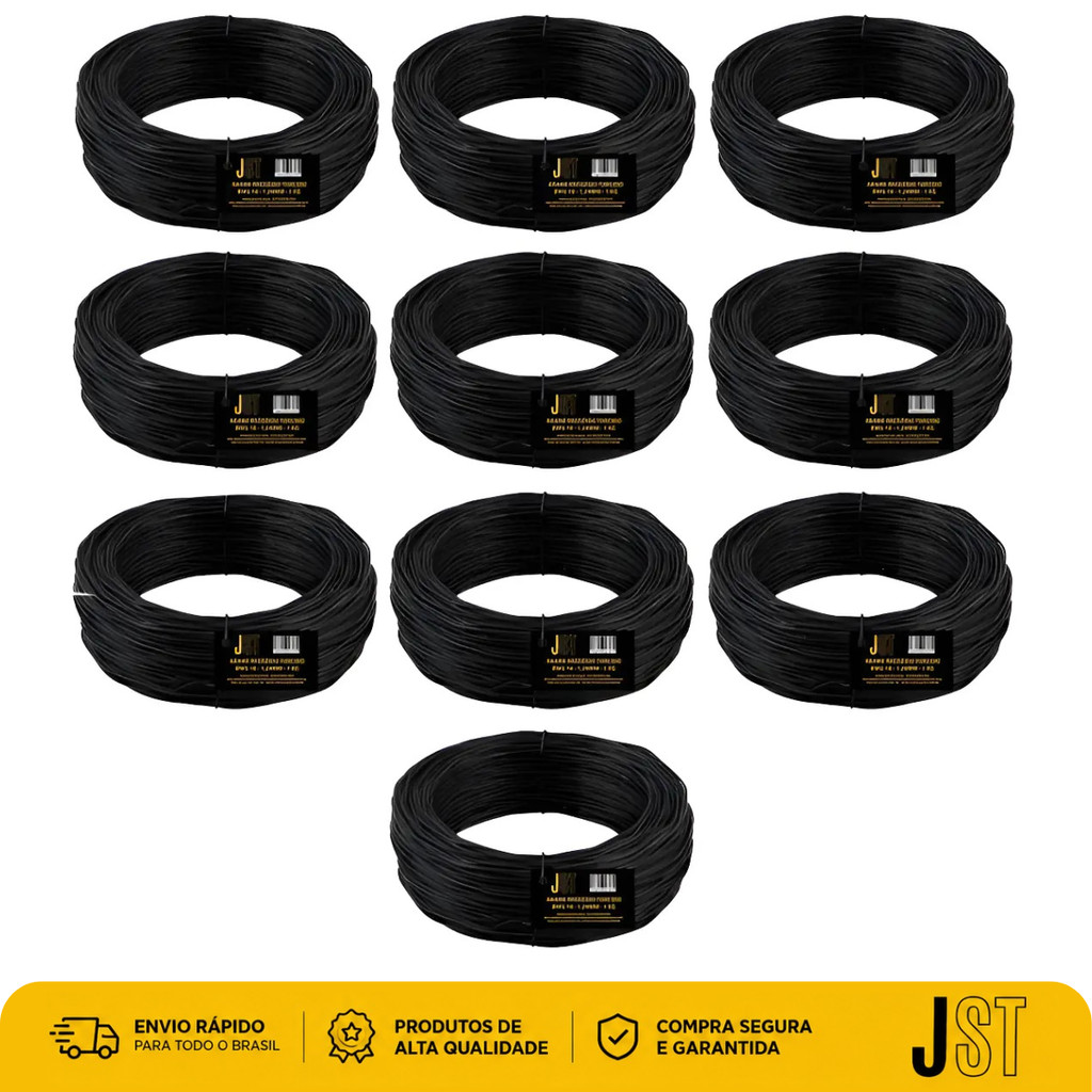 Kit 10kg Arame Recozido Torcido BWG18 1,24mm JST 10 Rolos de 1kg Ferragem