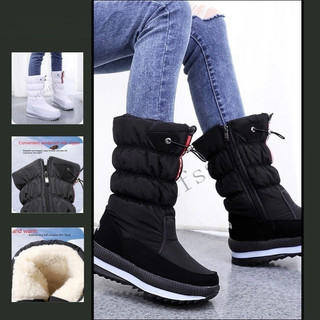 Senhoras inverno impermeável algodão pelúcia antiderrapante engrossado botas quentes