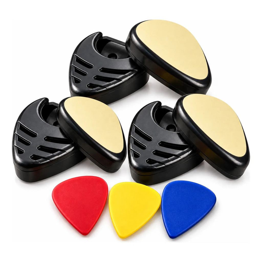 Kit 3 Porta Palhetas Com 3 Palhetas Para Violão Guitarra Instrumentos Musicais