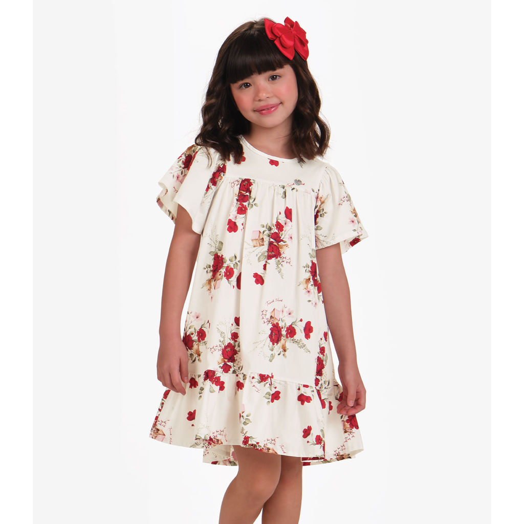 Vestido Infantil Trick Nick Bege