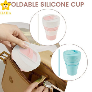 Copo De Palha De Silicone Resistente Ao Calor Caneca De Acampamento Dobrável Café À Prova De Vazamento Para Escritório E