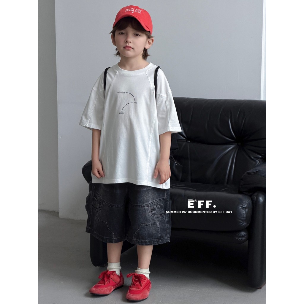 Eff EF eff Street wear Ec médio grande meninos usam temporada de verão camiseta de manga curta crianças versão coreana c