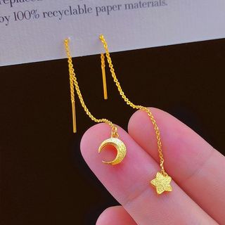2026 novo estilo estrela lua orelha linha feminino vietnã areia ouro simulação ouro pequeno fresco único bonito brincos 