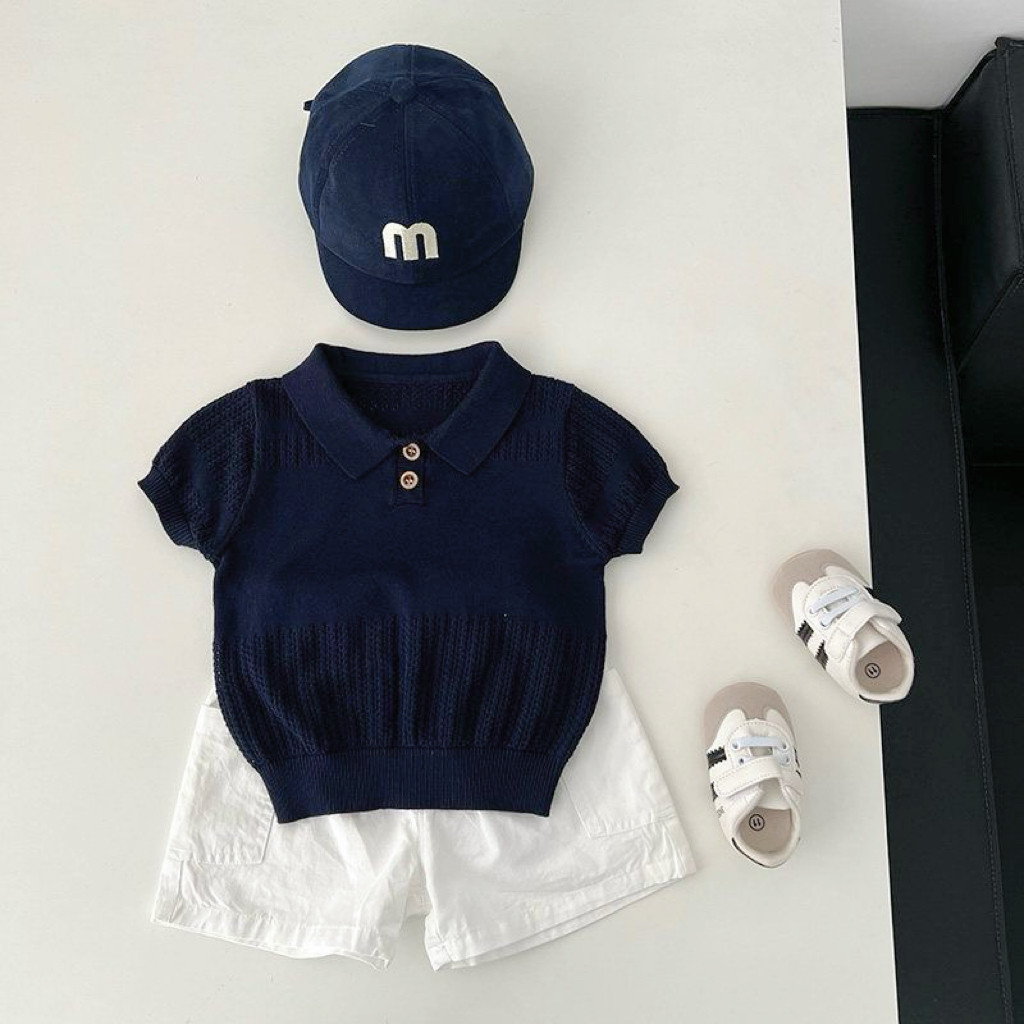 Menino camiseta verão de manga curta 2026 novo estilo bebê menino camiseta versão coreana crianças roupas casuais POLO m