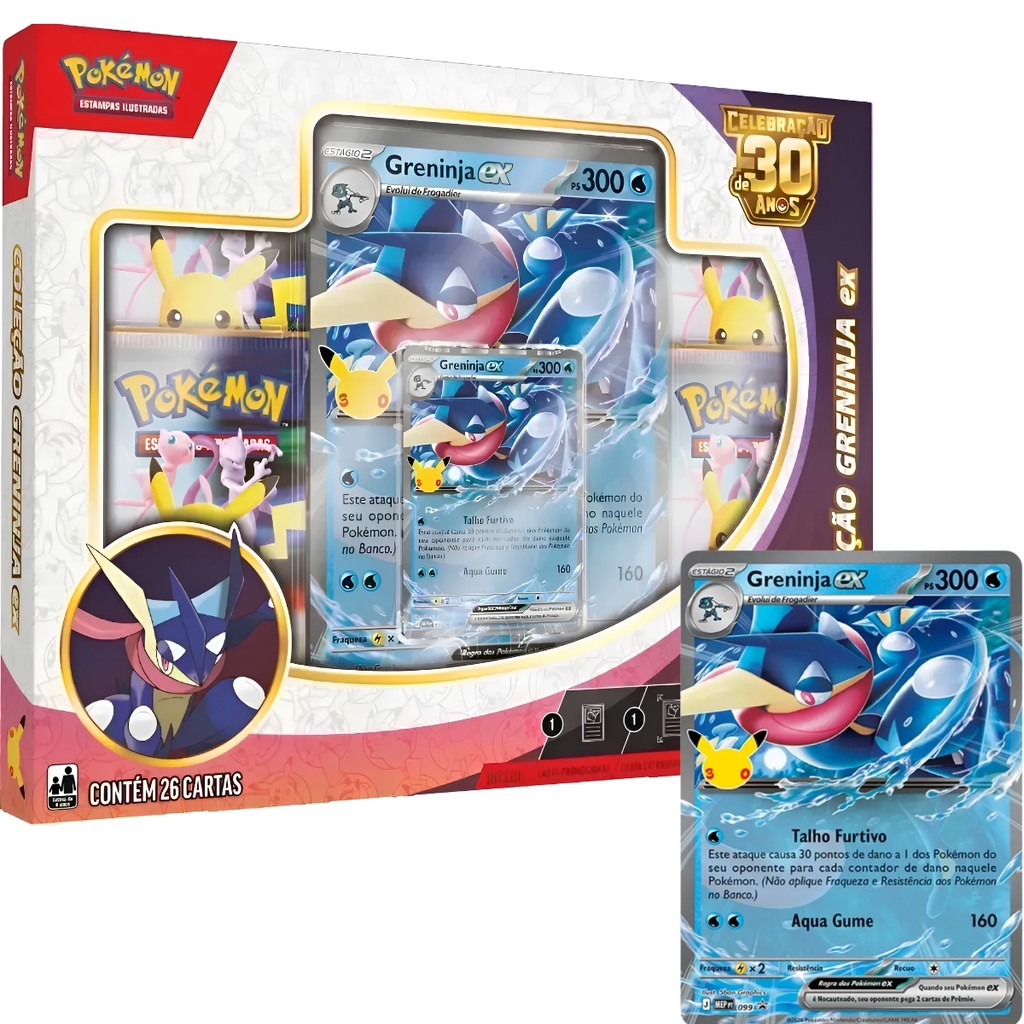 Pokémon TCG Celebração De 30 Anos Box Coleção PT BR Greninja Ex Original Copag