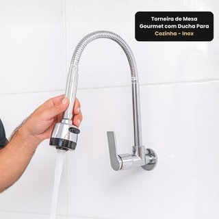 Torneira Gourmet Parede Ducha Cozinha Inox Monocomando Giratória STARTOOLS