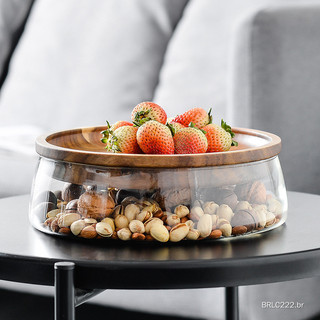 Acácia japonês porca prato de frutas bacia doces prato frutas moderno sala estar mesa café vidro duplo caixa armazenamen