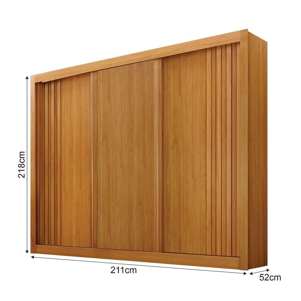 Guarda-Roupa 3 Portas Portas Ripadas Milano MDF Marrom/Cinamomo Cinamomo · foto 2