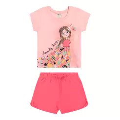 Conjunto Infantil Menina Estampa Frontal Elian Rosa