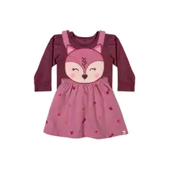 Conjunto Bebê Menina Vestido e Blusa Raposa Elian Bordô