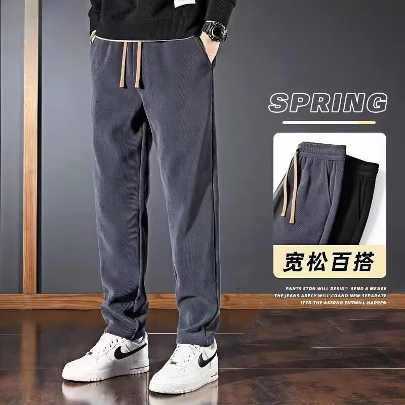 Outono novo estilo masculino solto em linha reta Casual Sweatpants rua Wear moda esportes simples calças compridas moda 