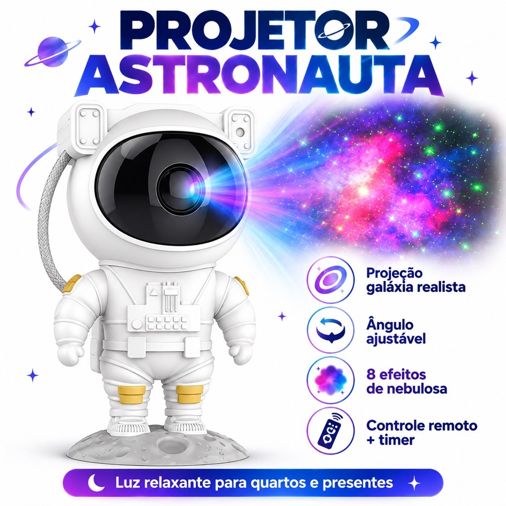 Luminaria Astronauta Projector Galáxia Crianças Luzes Noturnas, Galáxia Nebulosa Astronauta Estrela visiontech