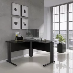 Escrivaninha Mesa Escritório em L Estação de Trabalho 1200 Maxxi 120cm Preto Preto