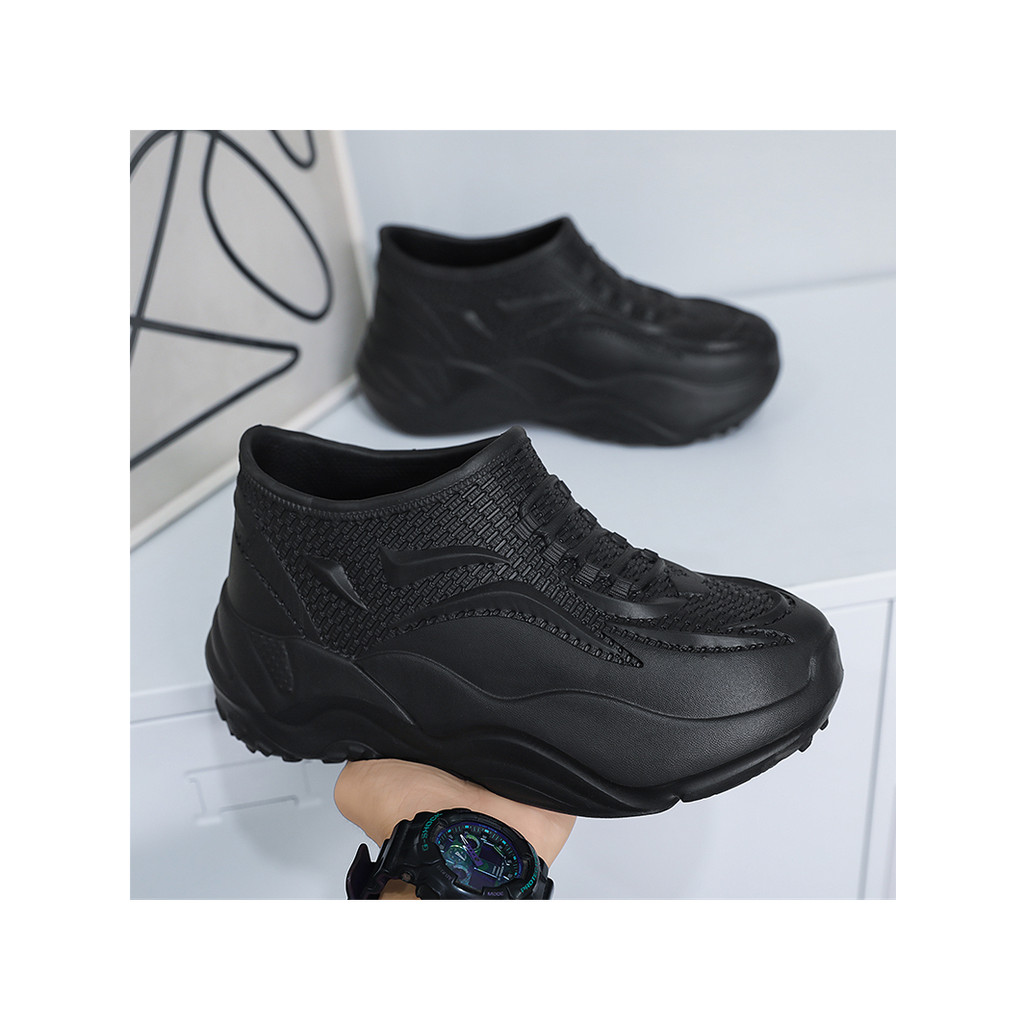 Sapatos impermeáveis de proteção do trabalho Botas de chuva de tubo curto masculinas antiderrapantes resistentes ao desg