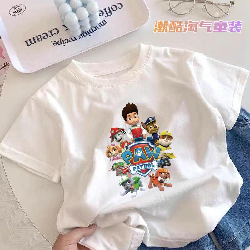 Meninos wang wang equipe camiseta de manga curta 2026 verão novo estilo médio pequeno crianças bebê dos desenhos animado