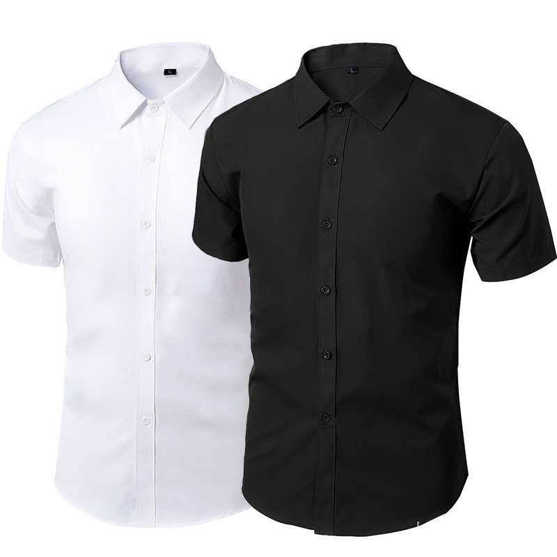 [Camisa Casual] Camisa de manga curta Design Sense Verão Camisa branca masculina de manga curta sem ferro Business Forma