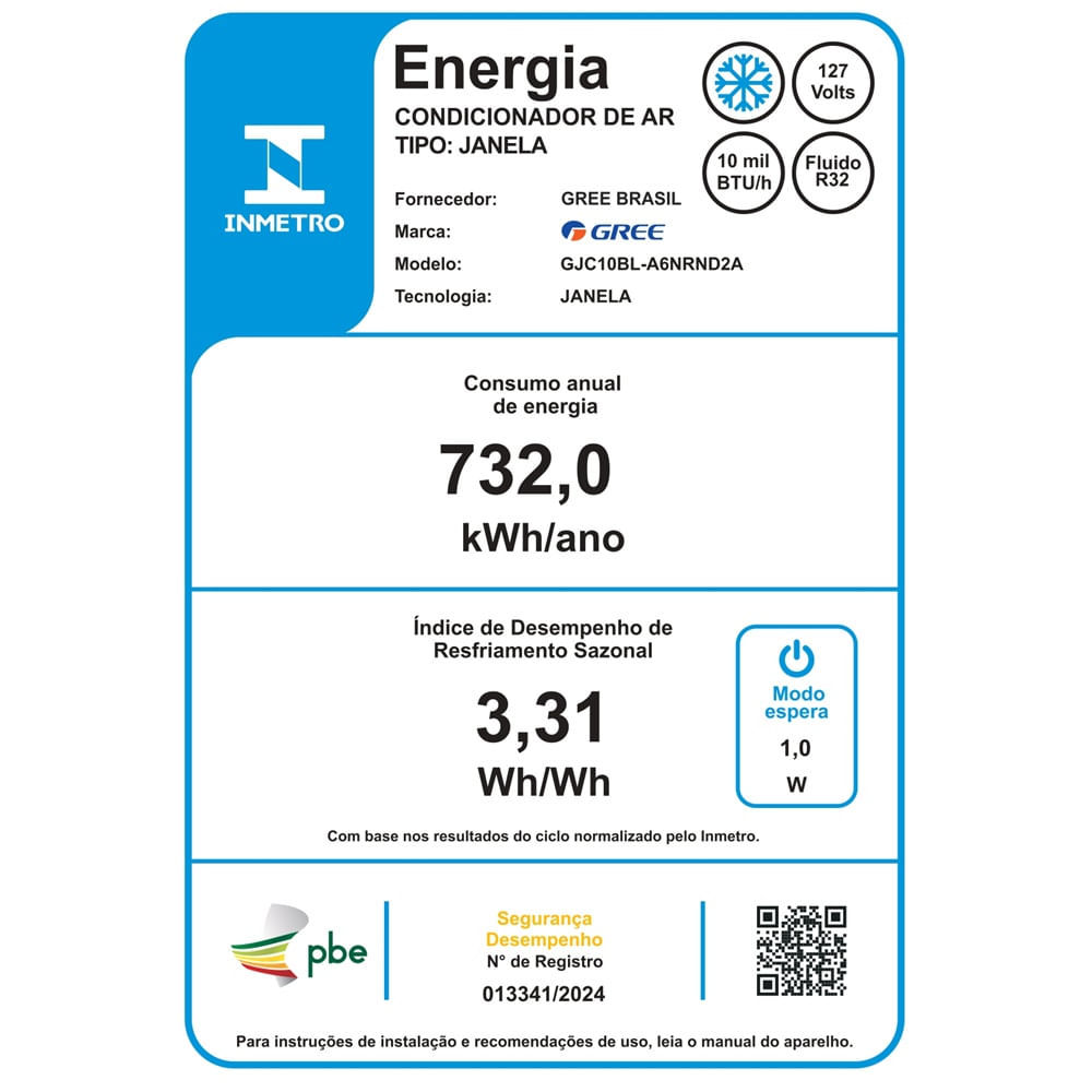 Ar Condicionado Janela Gree 10000 BTU/h Frio Eletrônico GJC10BL-A6NRND2A - 127 Volts — imagem 2 de 2