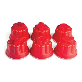 2x 6 Formas Potes Gelatina Pudim Individuais 150ml Vermelho