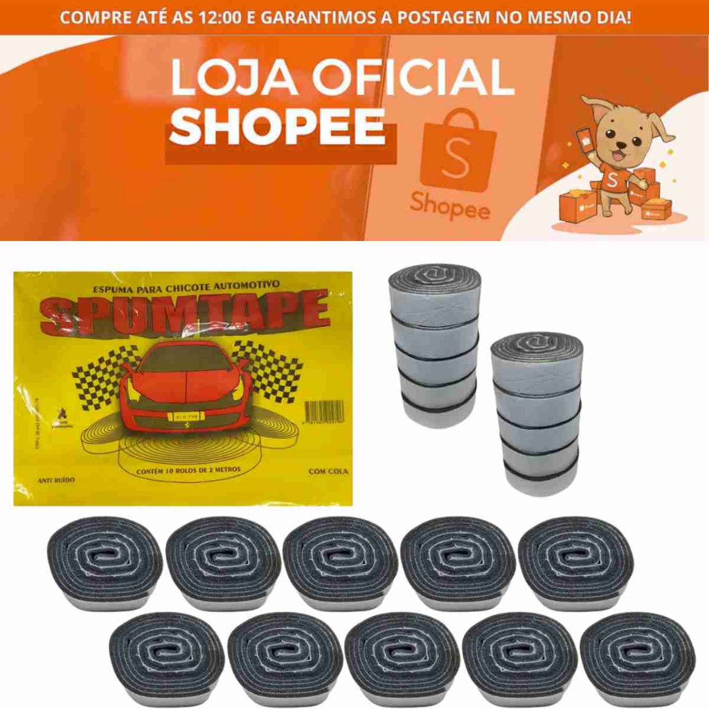 Kit 10 Rolo Fita Espuma Com cola Chicote Acabamento Anti Ruido alarmes som eletrica ar condicionado em Oferta na Shopee