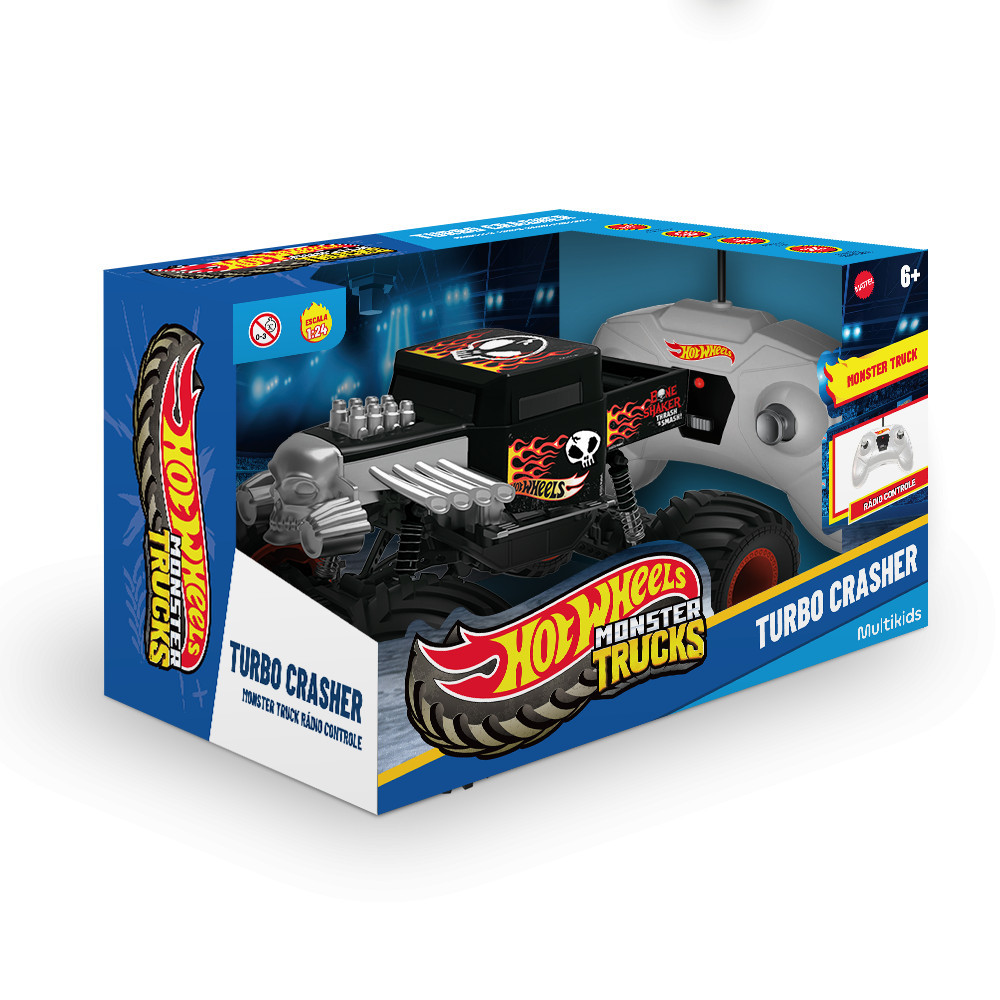 Monster Truck Turbo Crasher de Controle Remoto Hot Wheels 1:24 Multikids - BR2533 em Oferta na Shopee