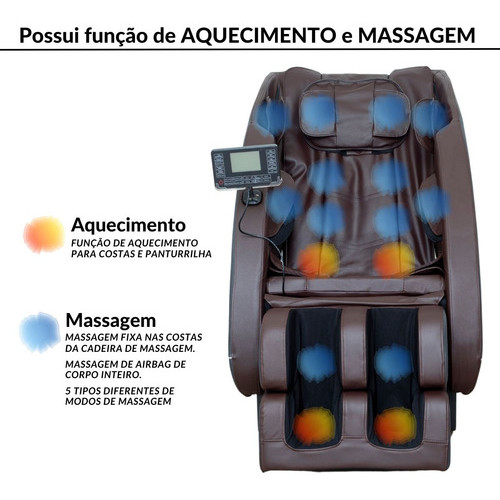 Poltrona De Massagem Marrom 3D Com Aquecimento Função Gravidade Zero Reclinável Relaxante Bivolt — imagem 2 de 2