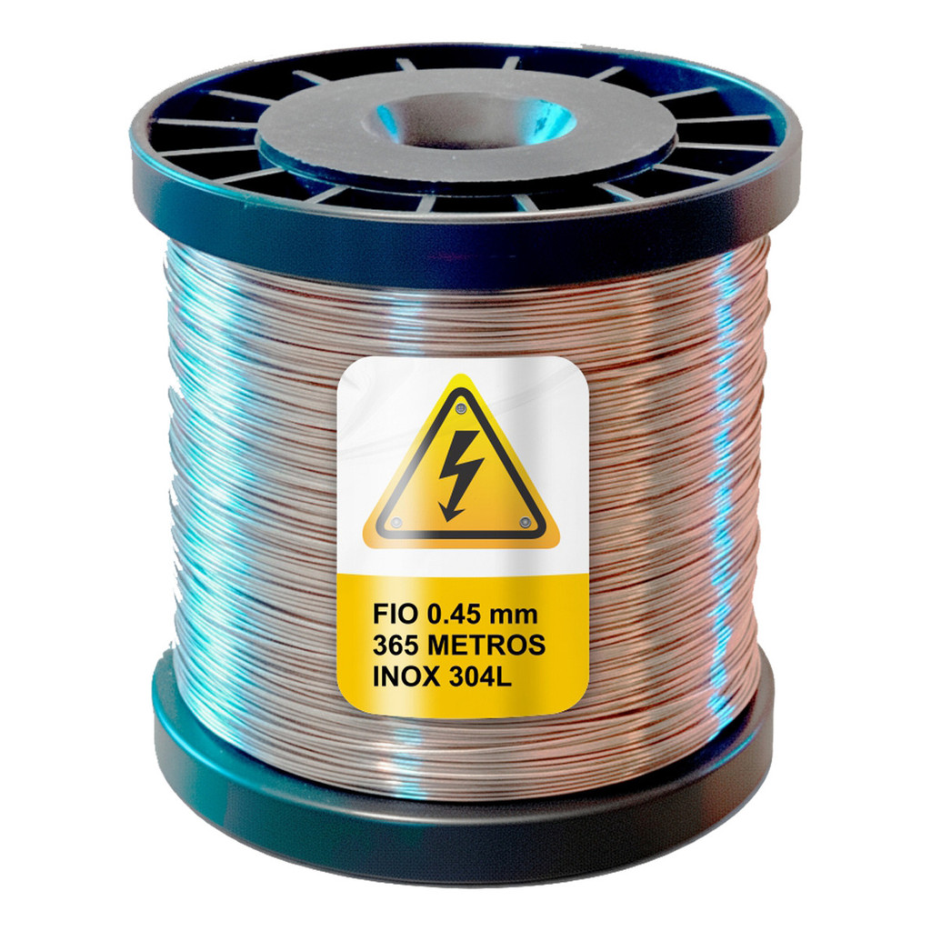 365m Fio INOX 0.45mm Rolo 500g Cerca Elétrica Artesanato Alta Resistência Uso Externo INOX