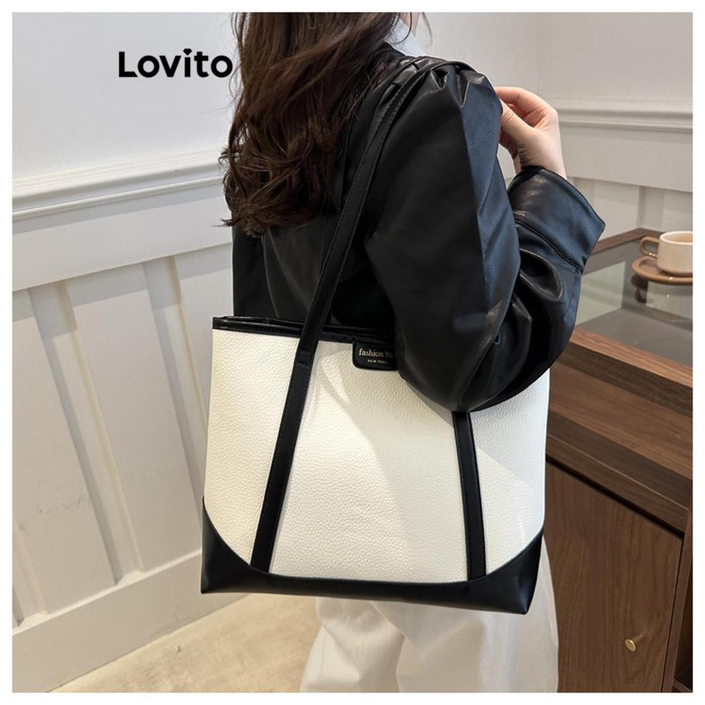 Detalhes do Lovito Casual Patchwork Grande Capacidade Bolsa Para Alça Superior Bolsa para Mulheres  LFA59109