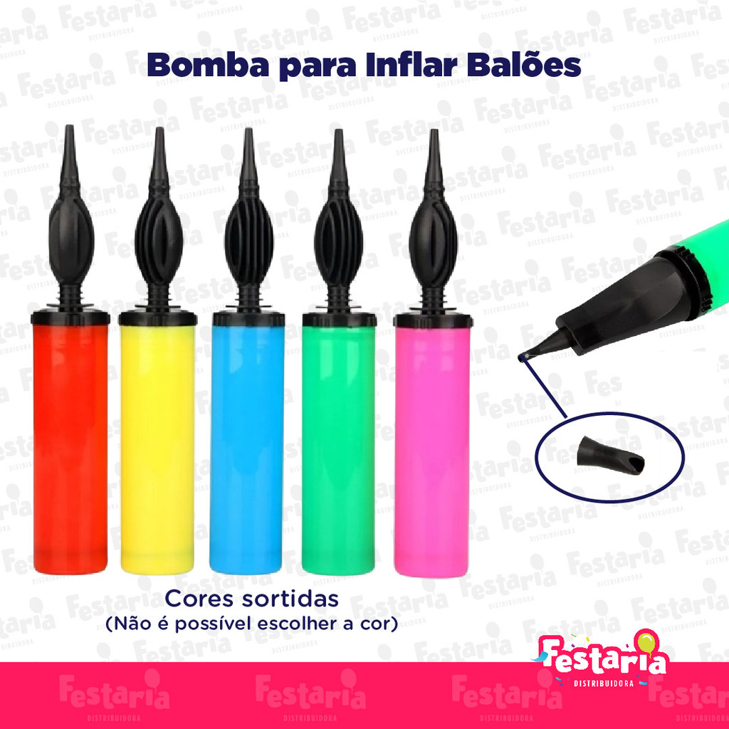 Bomba Manual para Balões com Bico Cônico – Enche Látex, Metalizado e Bubble