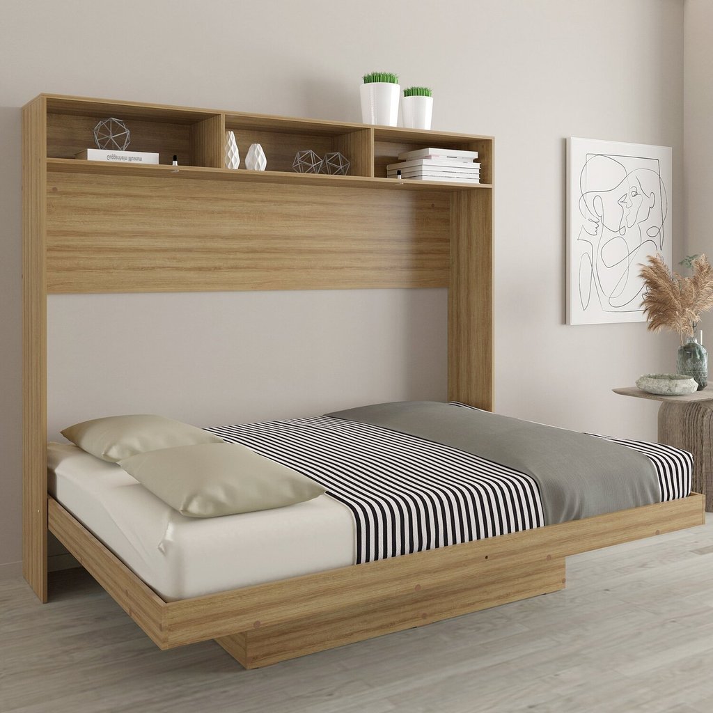Cama Articulada Casal Horizontal com Nichos e Prateleiras Cm8043 Amendoa em Oferta na Shopee