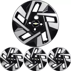4 Calota Onix 2020/... Aro 15 Black Piano Prata Metálico + Emblema