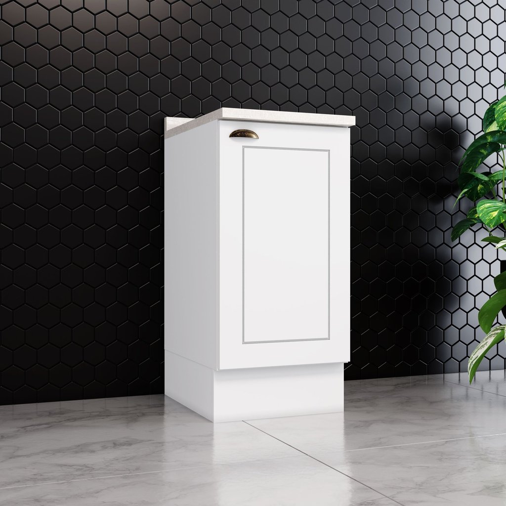 Balcão 400 mm 1 Porta com Tampo Emily Branco HP/Calcare em Oferta na Shopee